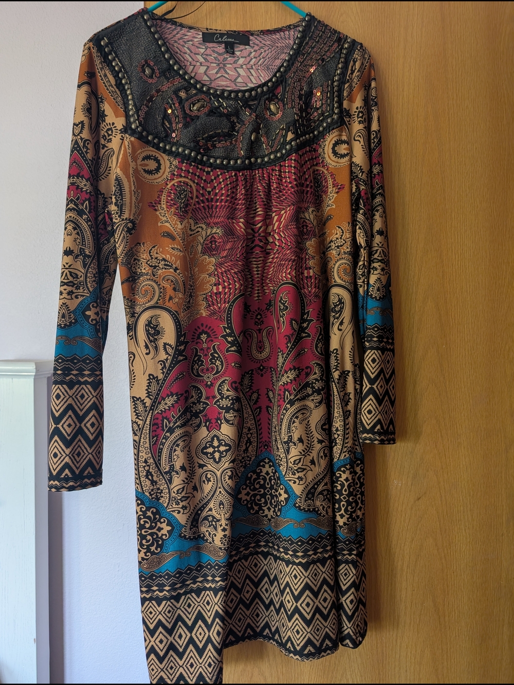 Catalina Multicolor Paisley Long-Sleeve Dress